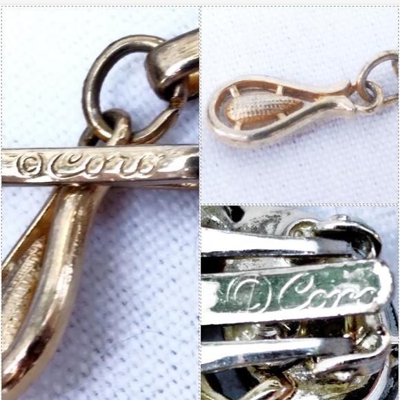 Vintage Coro Peacock AB Melon Glass Necklace & Earrings Set - Picture 5 of 8